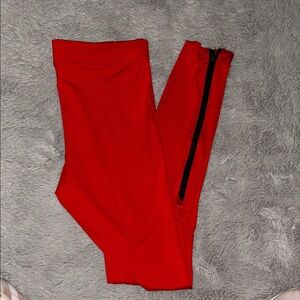 Nike Red Leggings with Black Side Zip